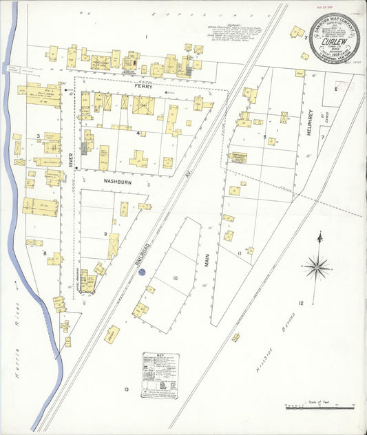 Sanborn Fire Insurance Map from Curlew, Ferry County, Washington (1909), Sheet #0001 - Historic Sanborn Fire Insurance Map Print, vintage old map wall art, antique decor, genealogy gift, Washington Washington map