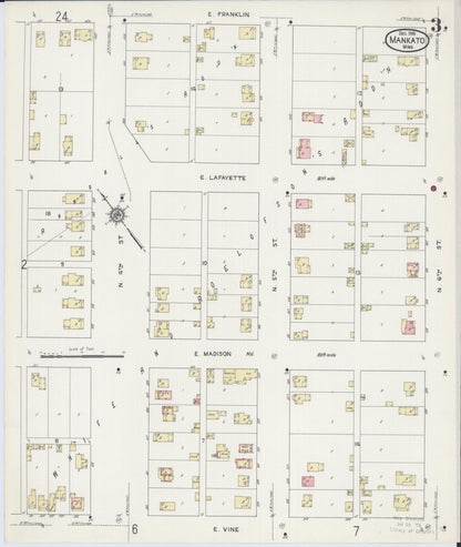 Sanborn Fire Insurance Map from Mankato, Blue Earth County, Minnesota (1914), Sheet #0003 - Complete Map Set gallery image, historic Sanborn map, vintage wall art, Minnesota Minnesota