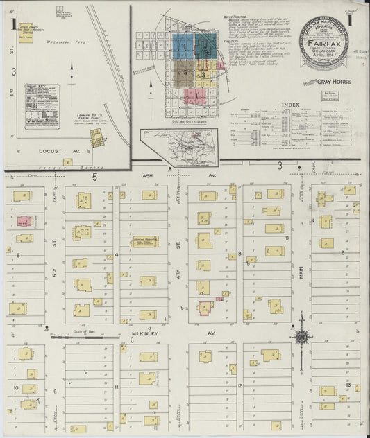 Sanborn Fire Insurance Map from Fairfax, Osage County, Oklahoma (1924), Sheet #0001 - Complete Map Set gallery image, historic Sanborn map, vintage wall art, Oklahoma Oklahoma