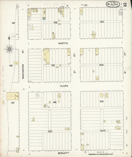 Sanborn Fire Insurance Map from Blaine, Whatcom County, Washington (1890), Sheet #0002 - Historic Sanborn Fire Insurance Map Print, vintage old map wall art, antique decor, genealogy gift, Washington Washington map