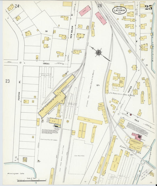 Sanborn Fire Insurance Map from Laconia, Belknap County, New Hampshire (1911), Sheet #0025 - Historic Sanborn Fire Insurance Map Print, vintage old map wall art, antique decor, genealogy gift, New Hampshire New Hampshire map