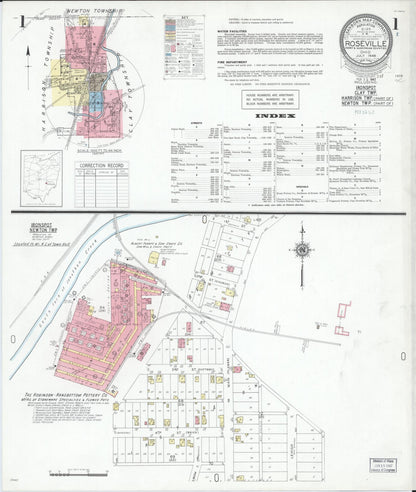 Sanborn Fire Insurance Map from Roseville, Perry And Muskingum Counties, Ohio (1946), Sheet #0001 - Historic Sanborn Fire Insurance Map Print, vintage old map wall art, antique decor, genealogy gift, Ohio Ohio map