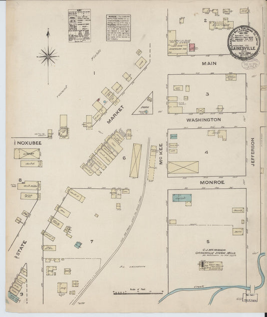 Sanborn Fire Insurance Map from Gainesville, Sumter County, Alabama (1884), Sheet #0001 - Historic Sanborn Fire Insurance Map Print, vintage old map wall art, antique decor, genealogy gift, Alabama Alabama map