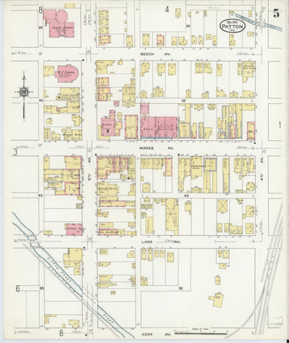 Sanborn Fire Insurance Map from Patton, Cambria County, Pennsylvania (1910), Sheet #0005 - Complete Map Set gallery image, historic Sanborn map, vintage wall art, Pennsylvania Pennsylvania