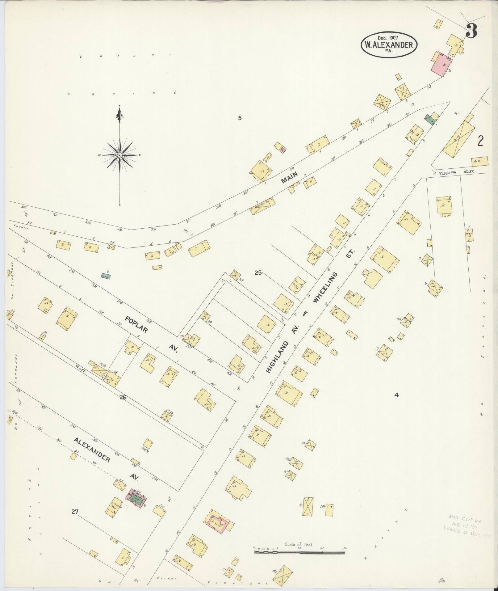 Sanborn Fire Insurance Map from West Alexander, Washington County, Pennsylvania (1907), Sheet #0003 - Complete Map Set gallery image, historic Sanborn map, vintage wall art, Pennsylvania Pennsylvania