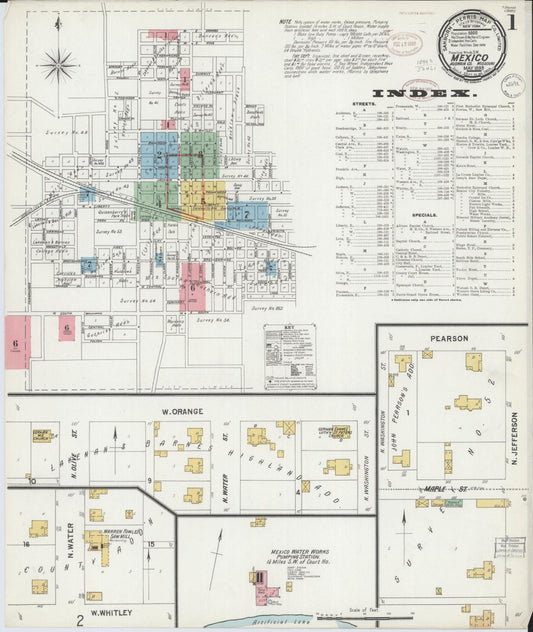Sanborn Fire Insurance Map from Mexico, Audrain County, Missouri (1899), Sheet #0001 - Historic Sanborn Fire Insurance Map Print, vintage old map wall art, antique decor, genealogy gift, Missouri Missouri map