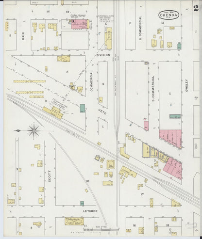 Sanborn Fire Insurance Map from Chenoa, McLean County, Illinois (1894), Sheet #0002 - Complete Map Set gallery image, historic Sanborn map, vintage wall art, Illinois Illinois