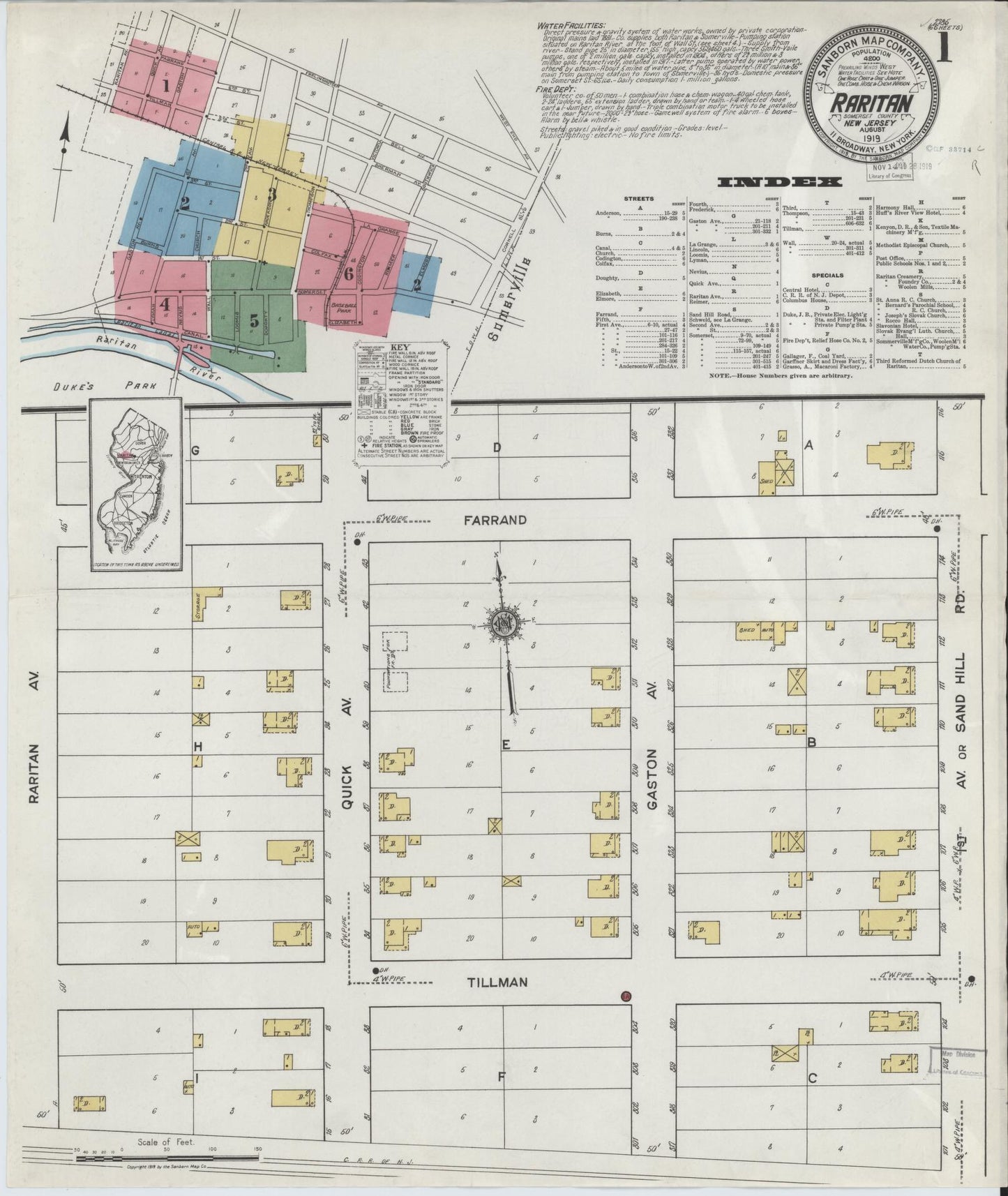 Sanborn Fire Insurance Map from Raritan, Somerset County, New Jersey. (1919) – Historic Sanborn Fire Insurance Map Print