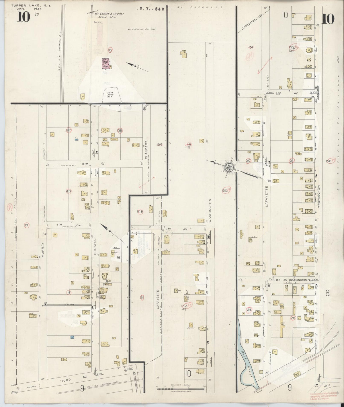 Sanborn Fire Insurance Map from Tupper Lake, Franklin County, New York (1950), Sheet #0010 - Complete Map Set gallery image, historic Sanborn map, vintage wall art, New York New York