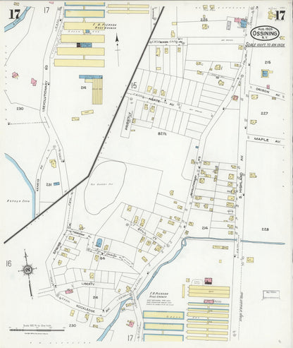Sanborn Fire Insurance Map from Ossining, Westchester County, New York (1924), Sheet #0017 - Historic Sanborn Fire Insurance Map Print, vintage old map wall art, antique decor, genealogy gift, New York New York map