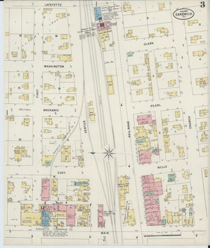 Sanborn Fire Insurance Map from Sandwich, De Kalb County, Illinois (1897), Sheet #0003 - Complete Map Set gallery image, historic Sanborn map, vintage wall art, Illinois Illinois