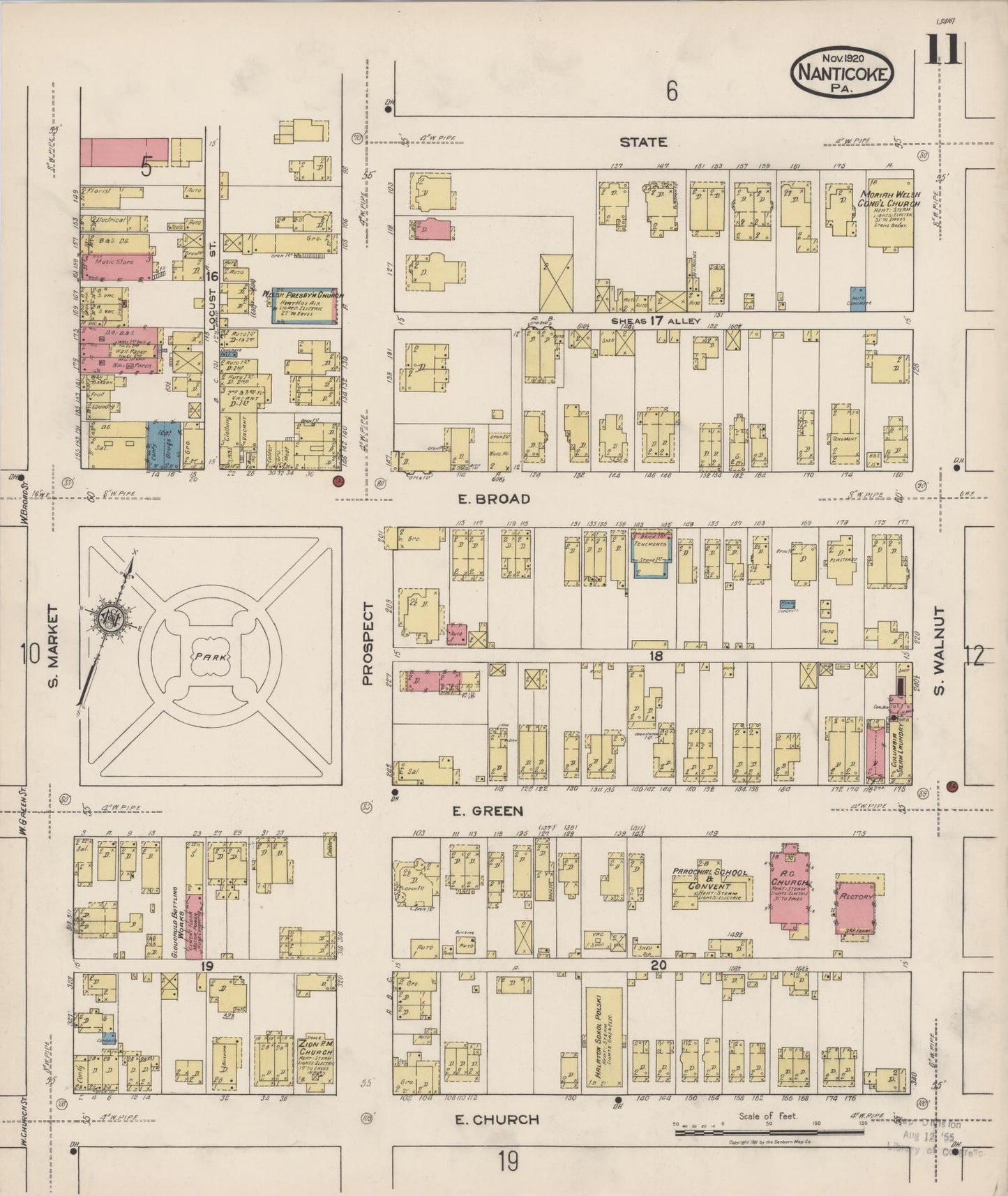 Sanborn Fire Insurance Map from Nanticoke, Luzerne County, Pennsylvania (1920), Sheet #0011 - Complete Map Set gallery image, historic Sanborn map, vintage wall art, Pennsylvania Pennsylvania