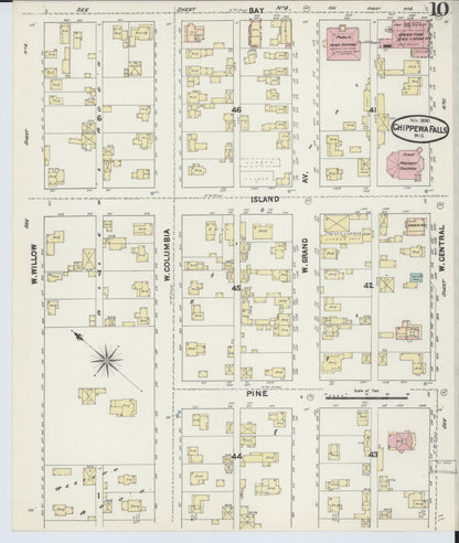 Sanborn Fire Insurance Map from Chippewa Falls, Chippewa County, Wisconsin (1890), Sheet #0010 - Complete Map Set gallery image, historic Sanborn map, vintage wall art, Wisconsin Wisconsin
