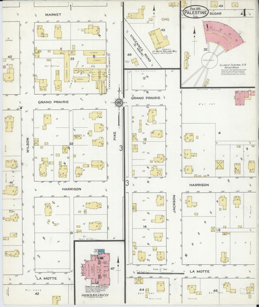 Sanborn Fire Insurance Map from Palestine, Crawford County, Illinois (1916), Sheet #0004 - Historic Sanborn Fire Insurance Map Print, vintage old map wall art, antique decor, genealogy gift, Illinois Illinois map