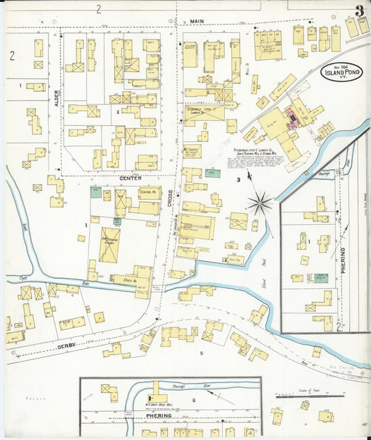 Sanborn Fire Insurance Map from Island Pond, Essex County, Vermont (1904), Sheet #0003 - Historic Sanborn Fire Insurance Map Print, vintage old map wall art, antique decor, genealogy gift, Vermont Vermont map