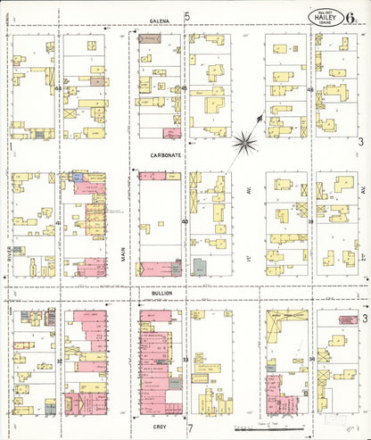 Sanborn Fire Insurance Map from Hailey, Blaine County, Idaho (1907), Sheet #0006 - Complete Map Set gallery image, historic Sanborn map, vintage wall art, Idaho Idaho