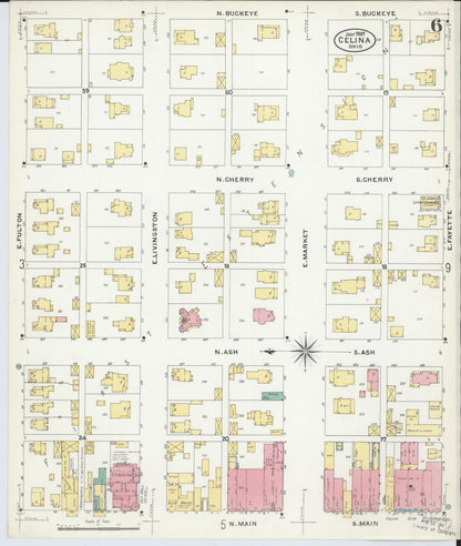 Sanborn Fire Insurance Map from Celina, Mercer County, Ohio (1907), Sheet #0006 - Complete Map Set gallery image, historic Sanborn map, vintage wall art, Ohio Ohio