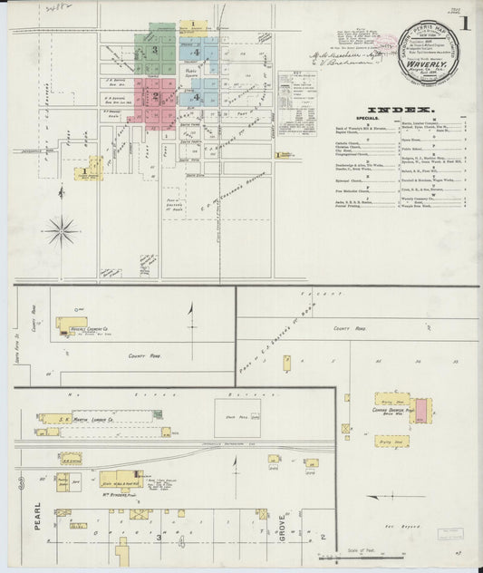 Sanborn Fire Insurance Map from Waverly, Morgan County, Illinois (1894), Sheet #0001 - Complete Map Set gallery image, historic Sanborn map, vintage wall art, Illinois Illinois