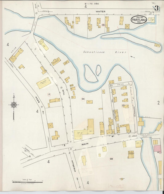 Sanborn Fire Insurance Map from Hartland, Somerset County, Maine (1945), Sheet #0003 - Historic Sanborn Fire Insurance Map Print, vintage old map wall art, antique decor, genealogy gift, Maine Maine map
