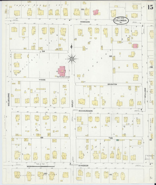 Sanborn Fire Insurance Map from Columbia, Boone County, Missouri (1908), Sheet #0015 - Historic Sanborn Fire Insurance Map Print, vintage old map wall art, antique decor, genealogy gift, Missouri Missouri map