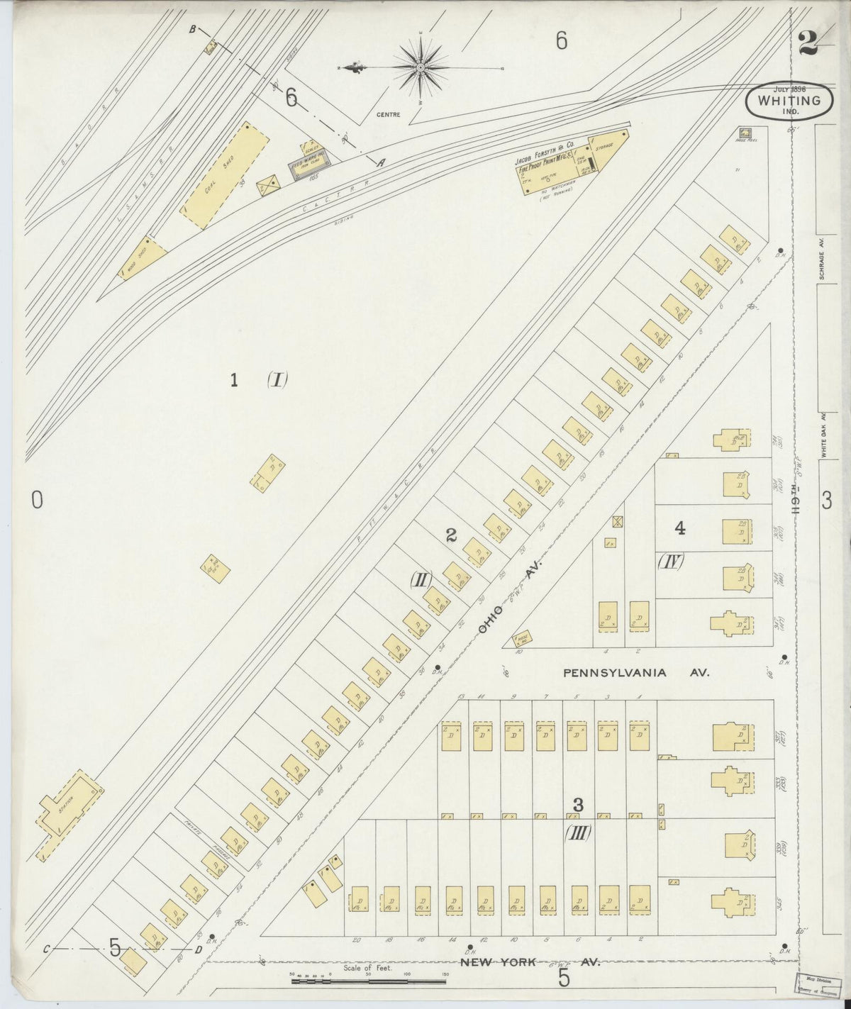 Sanborn Fire Insurance Map from Whiting, Lake County, Indiana (1896), Sheet #0002 - Historic Sanborn Fire Insurance Map Print, vintage old map wall art, antique decor, genealogy gift, Indiana Indiana map