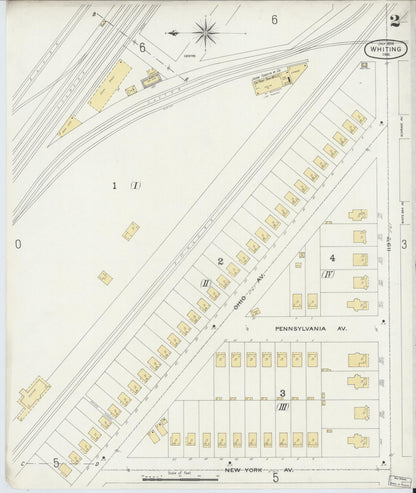 Sanborn Fire Insurance Map from Whiting, Lake County, Indiana (1896), Sheet #0002 - Historic Sanborn Fire Insurance Map Print, vintage old map wall art, antique decor, genealogy gift, Indiana Indiana map