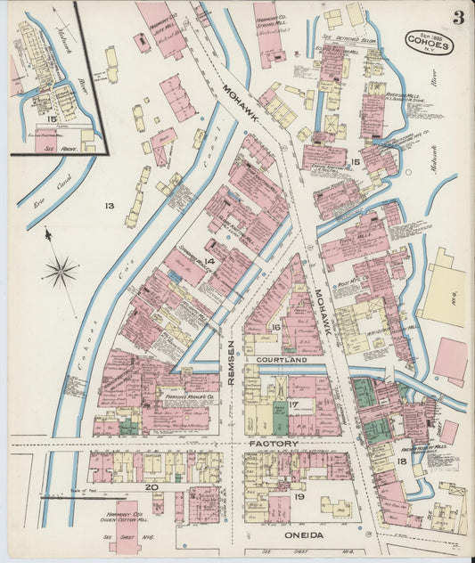 Sanborn Fire Insurance Map from Cohoes, Albany County, New York (1885), Sheet #0003 - Historic Sanborn Fire Insurance Map Print, vintage old map wall art, antique decor, genealogy gift, New York New York map