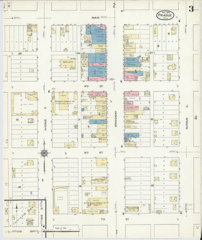 Sanborn Fire Insurance Map from Prague, Lincoln County, Oklahoma (1914), Sheet #0003 - Complete Map Set gallery image, historic Sanborn map, vintage wall art, Oklahoma Oklahoma
