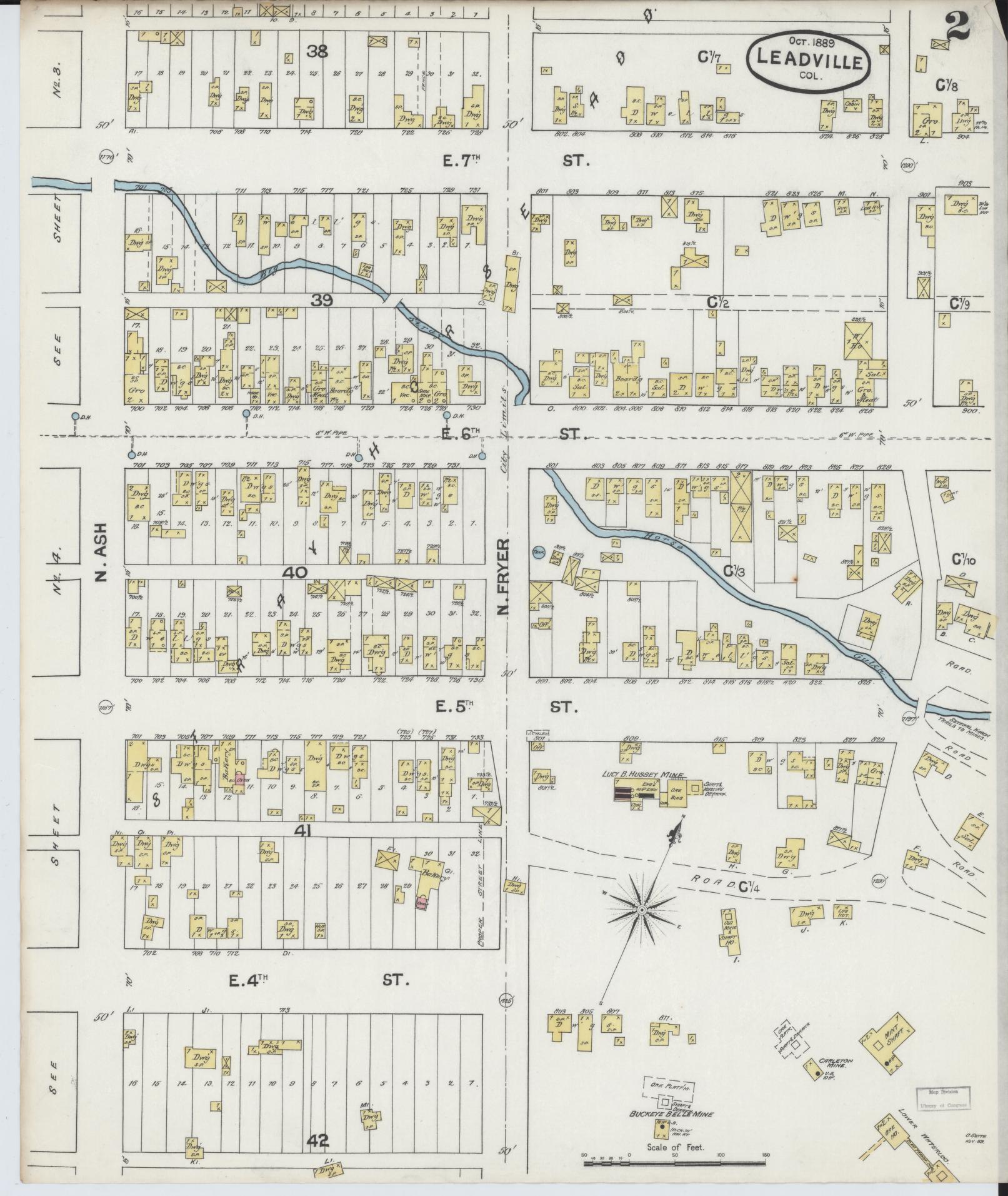 Sanborn Fire Insurance Map from Leadville, Lake County, Colorado (1889), Sheet #0002 - Complete Map Set gallery image, historic Sanborn map, vintage wall art, Colorado Colorado
