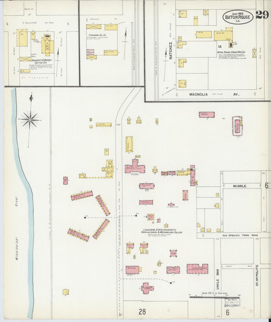 Sanborn Fire Insurance Map from Baton Rouge, East Baton Rouge Parish, Louisiana (1903), Sheet #0029 - Historic Sanborn Fire Insurance Map Print, vintage old map wall art, antique decor, genealogy gift, Louisiana Louisiana map
