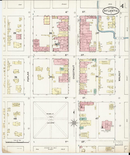 Sanborn Fire Insurance Map from Atlantic, Cass County, Iowa (1888), Sheet #0004 - Historic Sanborn Fire Insurance Map Print, vintage old map wall art