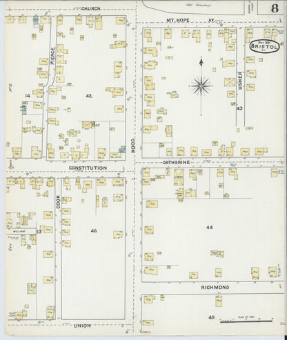 Sanborn Fire Insurance Map from Bristol, Bristol County, Rhode Island (1891), Sheet #0008 - Complete Map Set gallery image, historic Sanborn map, vintage wall art, Rhode Island Rhode Island