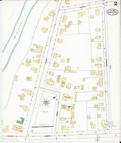 Sanborn Fire Insurance Map from Bristol, Addison County, Vermont (1906), Sheet #0002 - Complete Map Set gallery image, historic Sanborn map, vintage wall art, Vermont Vermont