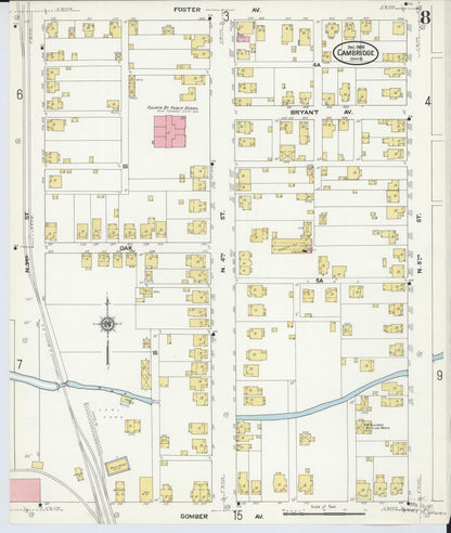 Sanborn Fire Insurance Map from Cambridge, Guernsey County, Ohio (1909), Sheet #0008 - Historic Sanborn Fire Insurance Map Print, vintage old map wall art, antique decor, genealogy gift, Ohio Ohio map