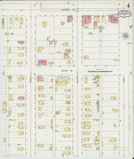 Sanborn Fire Insurance Map from Highland Park, Lake County, Illinois (1900), Sheet #0004 - Historic Sanborn Fire Insurance Map Print, vintage old map wall art, antique decor, genealogy gift, Illinois Illinois map