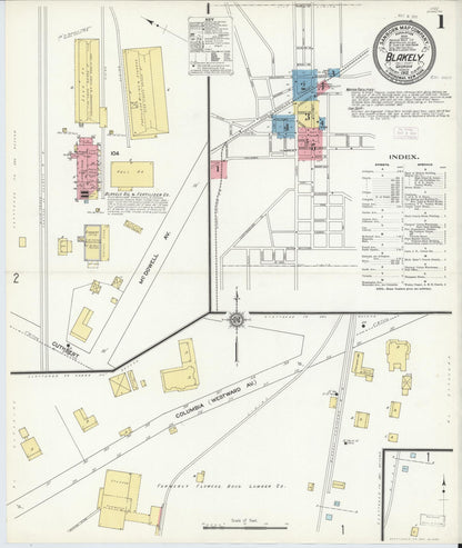 Sanborn Fire Insurance Map from Blakely, Early County, Georgia (1912), Sheet #0001 - Complete Map Set gallery image, historic Sanborn map, vintage wall art, Georgia Georgia