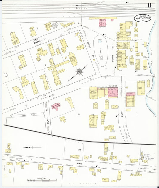 Sanborn Fire Insurance Map from Northfield, Washington County, Vermont (1910), Sheet #0008 - Historic Sanborn Fire Insurance Map Print, vintage old map wall art, antique decor, genealogy gift, Vermont Vermont map