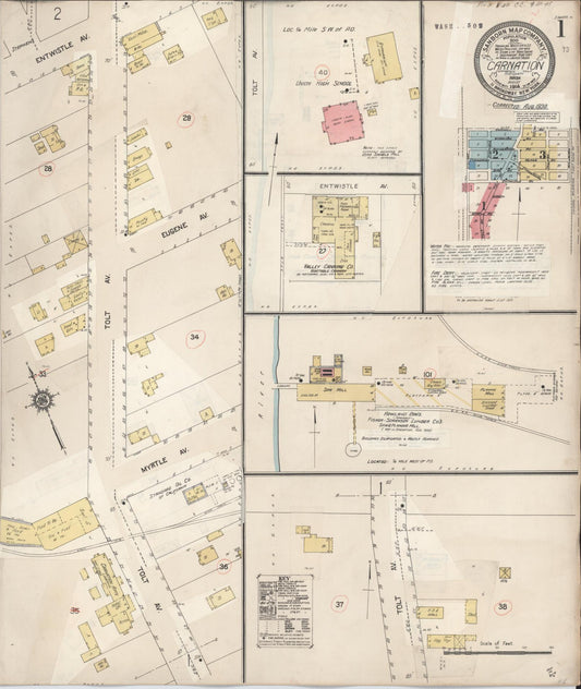 Sanborn Fire Insurance Map from Carnation, King County, Washington (1930), Sheet #0001 - Complete Map Set gallery image, historic Sanborn map, vintage wall art, Washington Washington