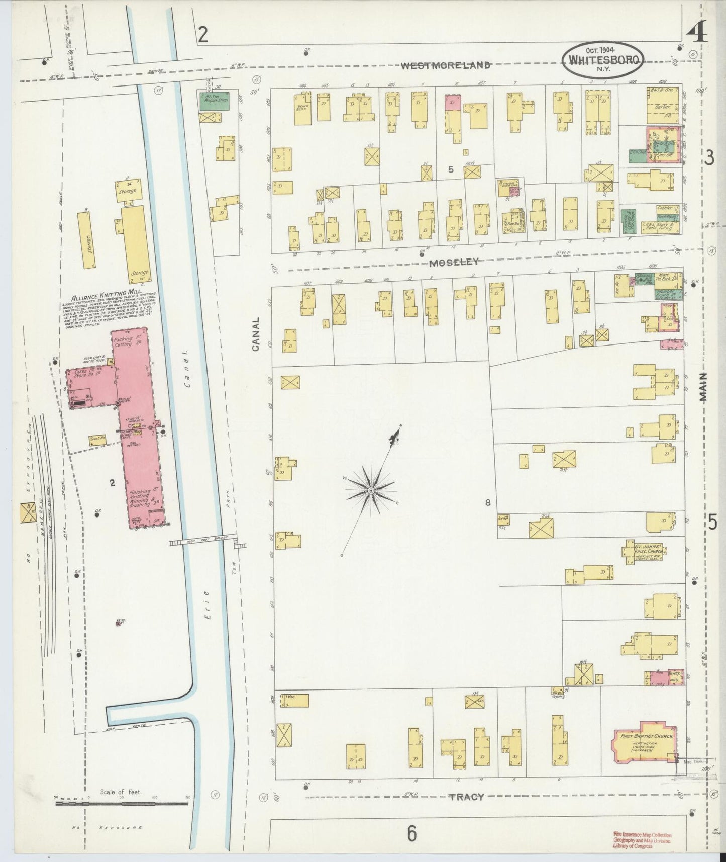 Sanborn Fire Insurance Map from Whitesboro, Oneida County, New York (1904), Sheet #0004 - Historic Sanborn Fire Insurance Map Print, vintage old map wall art, antique decor, genealogy gift, New York New York map