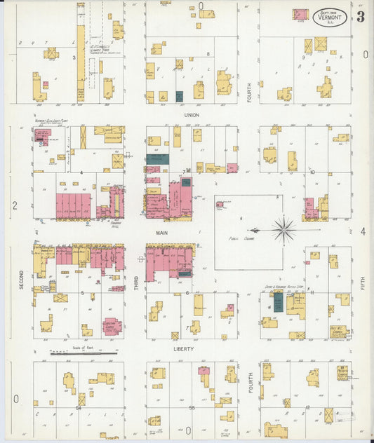 Sanborn Fire Insurance Map from Vermont, Fulton County, Illinois (1906), Sheet #0003 - Historic Sanborn Fire Insurance Map Print, vintage old map wall art, antique decor, genealogy gift, Vermont Vermont map