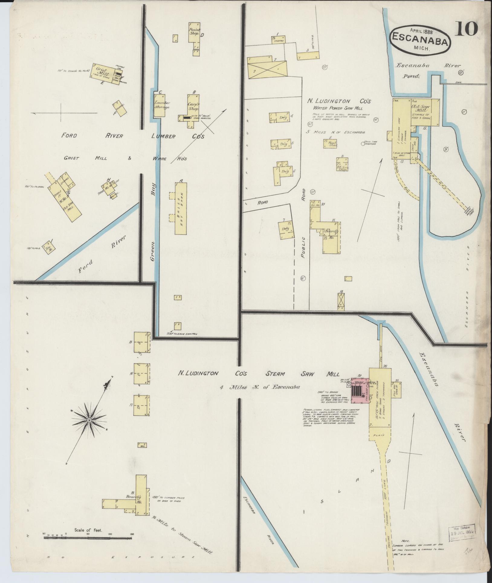 Sanborn Fire Insurance Map from Escanaba, Delta County, Michigan (1888), Sheet #0010 - Complete Map Set gallery image, historic Sanborn map, vintage wall art, Michigan Michigan