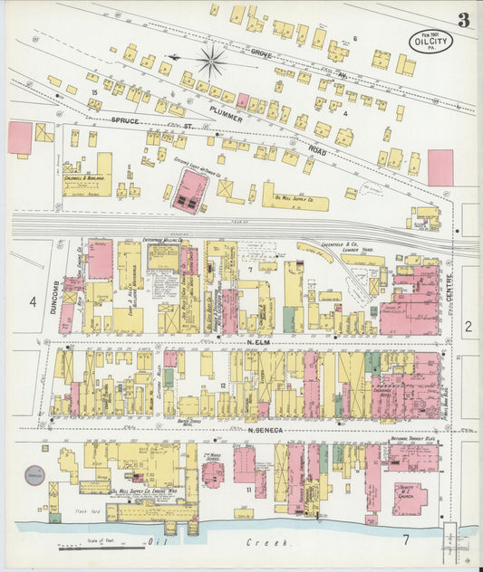 Sanborn Fire Insurance Map from Oil City, Venango County, Pennsylvania (1901), Sheet #0003 - Historic Sanborn Fire Insurance Map Print, vintage old map wall art, antique decor, genealogy gift, Pennsylvania Pennsylvania map