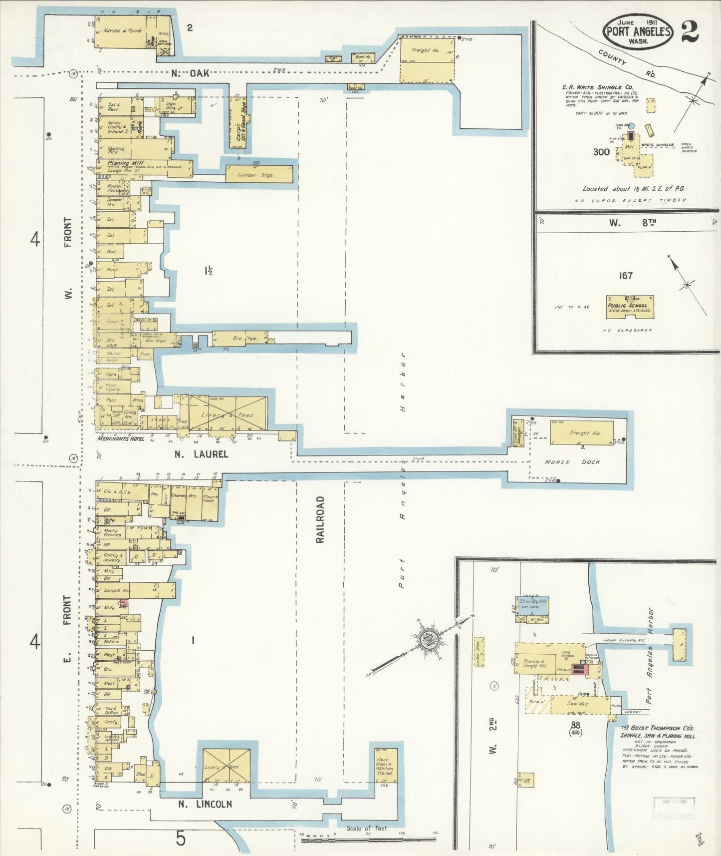Sanborn Fire Insurance Map from Port Angeles, Clallam County, Washington (1911), Sheet #0002 - Complete Map Set gallery image, historic Sanborn map, vintage wall art, Washington Washington