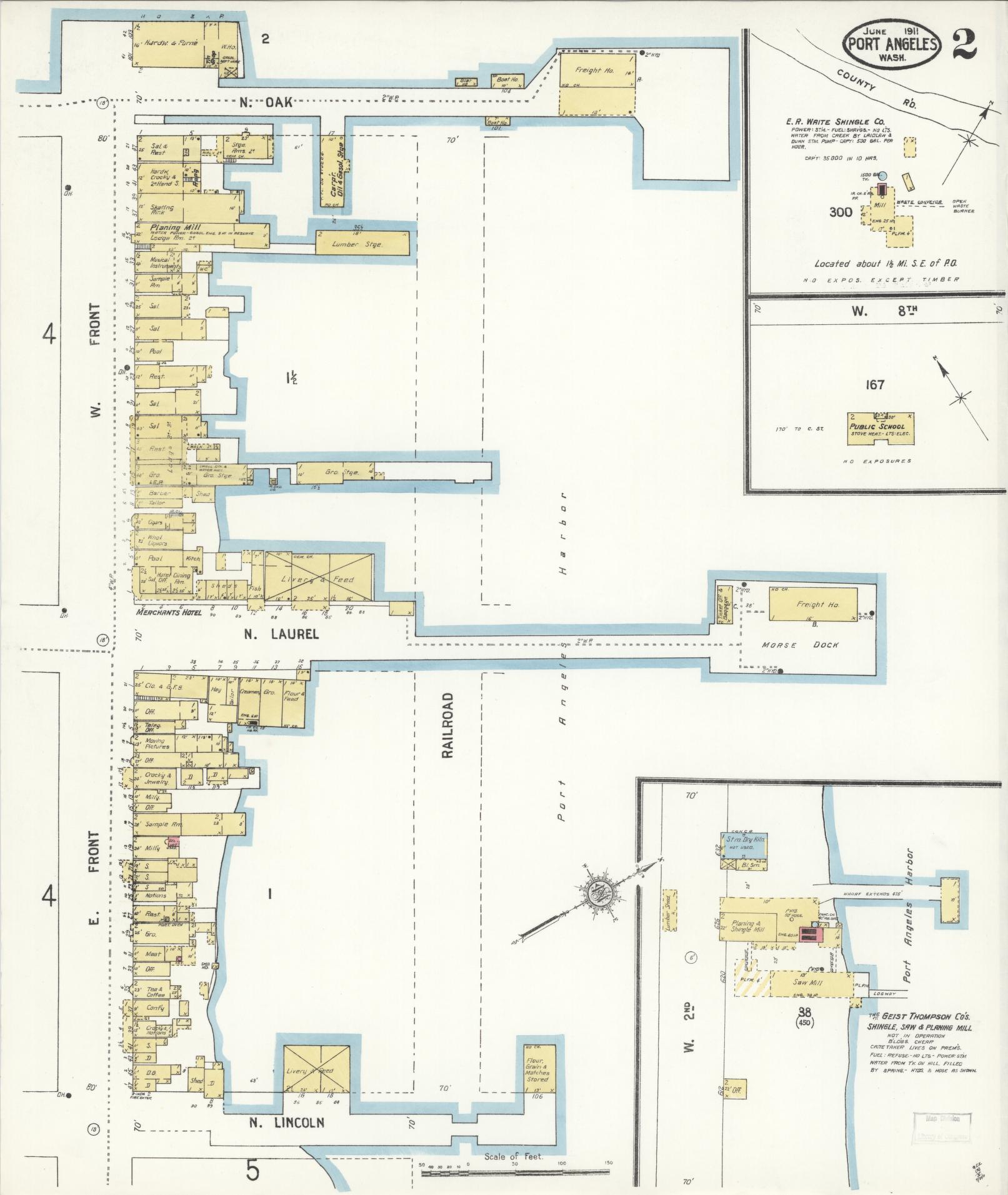 Sanborn Fire Insurance Map from Port Angeles, Clallam County, Washington (1911), Sheet #0002 - Complete Map Set gallery image, historic Sanborn map, vintage wall art, Washington Washington