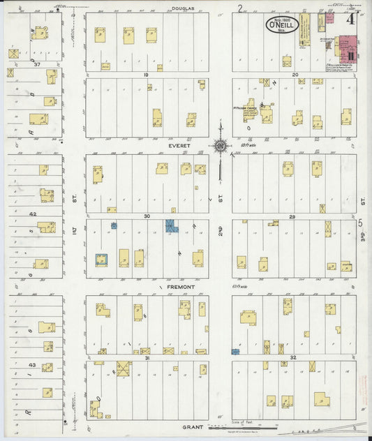 Sanborn Fire Insurance Map from O'Neill, Holt County, Nebraska (1920), Sheet #0004 - Historic Sanborn Fire Insurance Map Print, vintage old map wall art, antique decor, genealogy gift, Nebraska Nebraska map