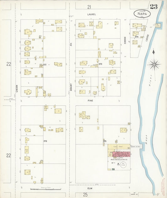 Sanborn Fire Insurance Map from Napa, Napa County, California (1901), Sheet #0023 - Historic Sanborn Fire Insurance Map Print, vintage old map wall art, antique decor, genealogy gift, California California map