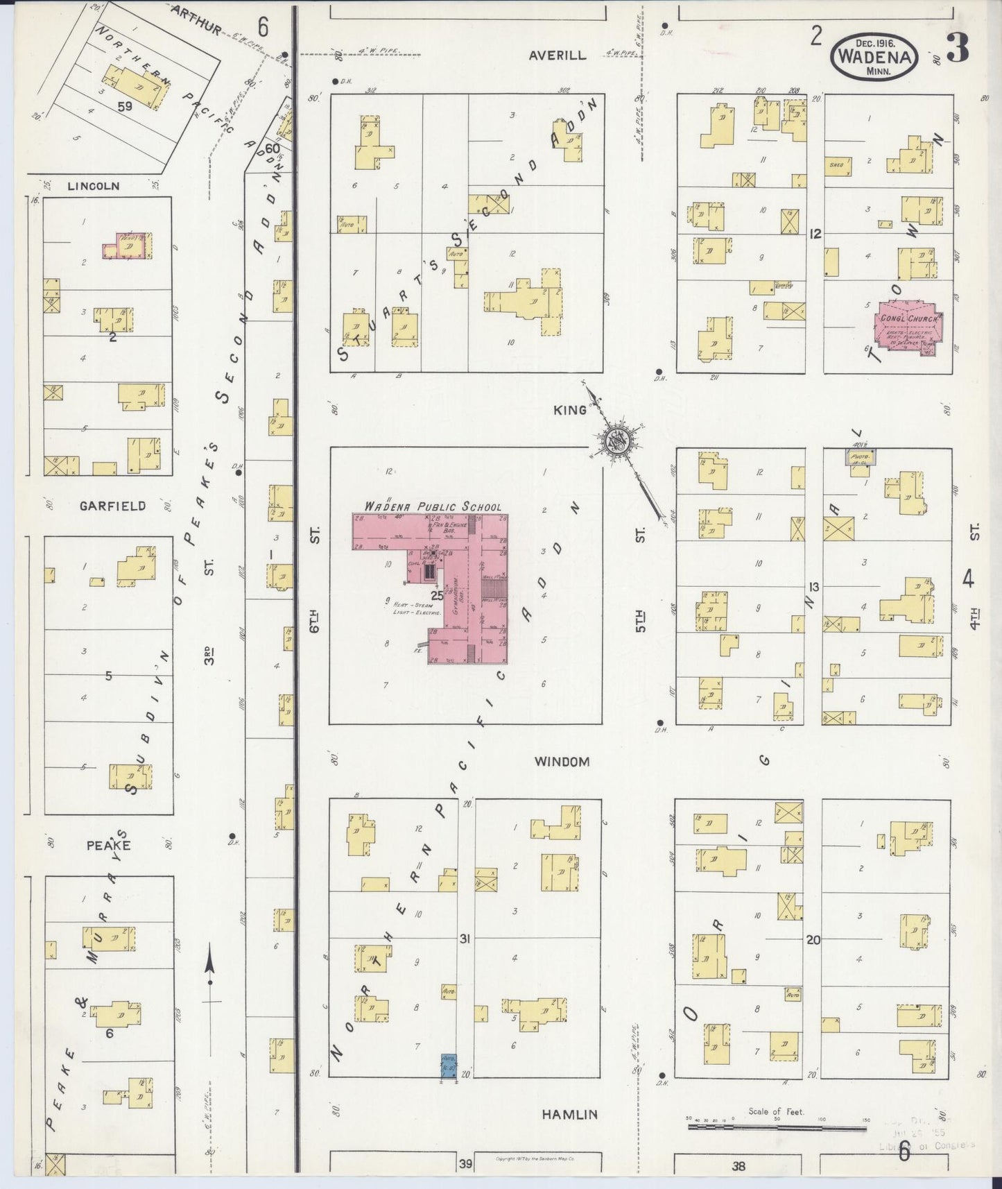 Sanborn Fire Insurance Map from Wadena, Wadena County, Minnesota (1916), Sheet #0003 - Complete Map Set gallery image, historic Sanborn map, vintage wall art, Minnesota Minnesota
