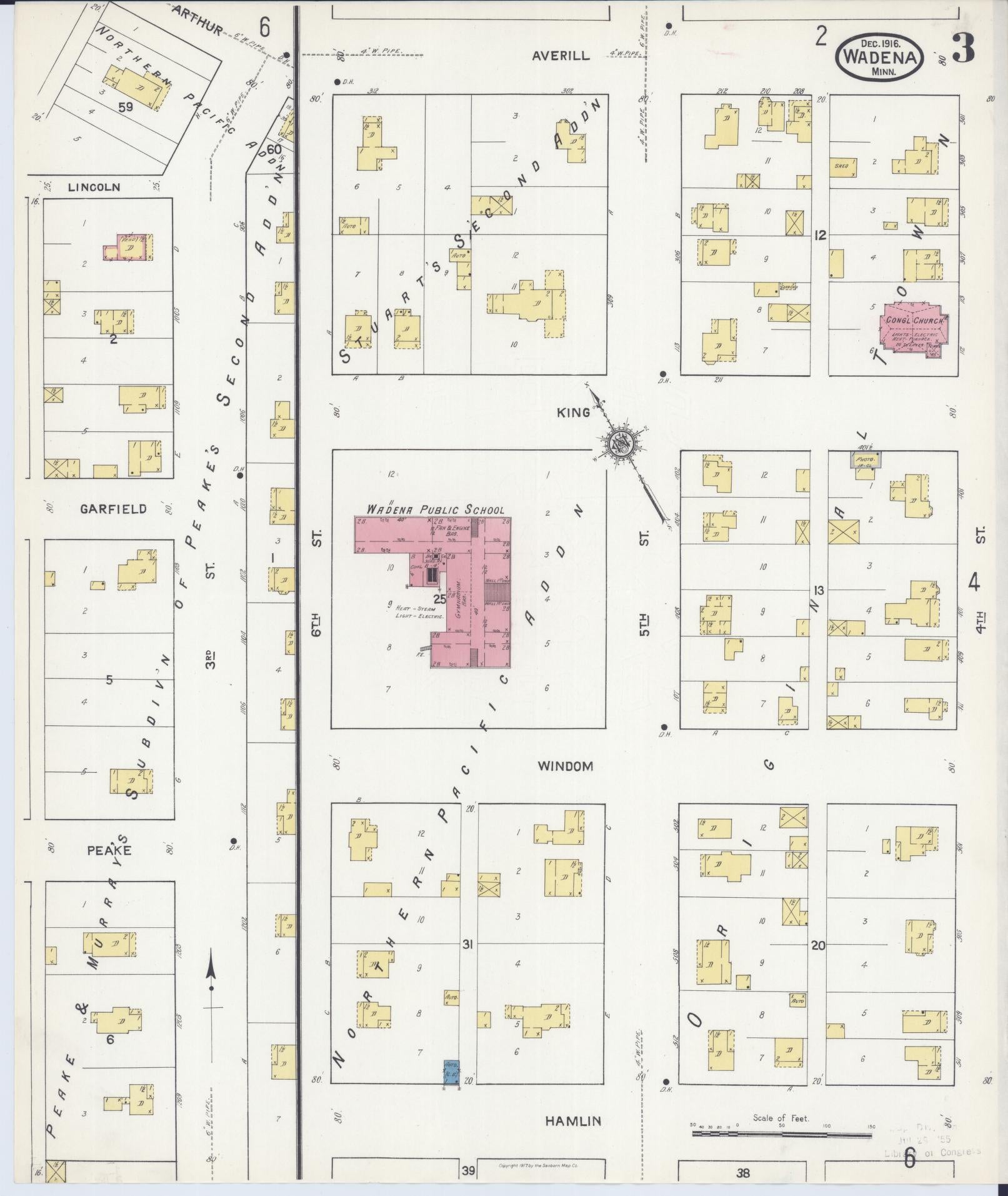 Sanborn Fire Insurance Map from Wadena, Wadena County, Minnesota (1916), Sheet #0003 - Complete Map Set gallery image, historic Sanborn map, vintage wall art, Minnesota Minnesota