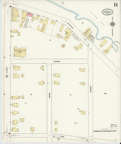 Sanborn Fire Insurance Map from Orange, Franklin County, Massachusetts (1911), Sheet #0011 - Complete Map Set gallery image, historic Sanborn map, vintage wall art, Massachusetts Massachusetts