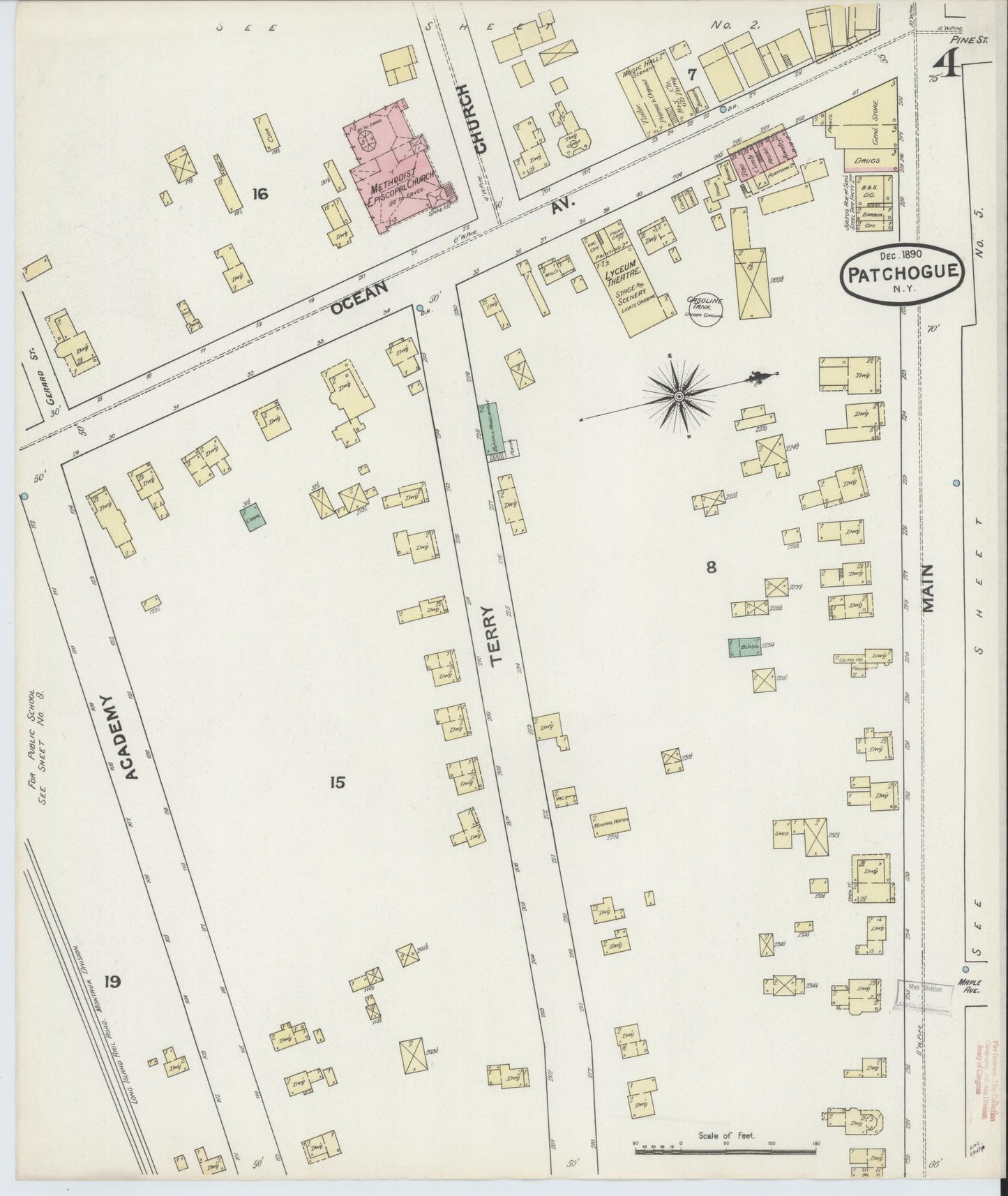 Sanborn Fire Insurance Map from Patchogue, Suffolk County, New York (1891), Sheet #0004 - Complete Map Set gallery image, historic Sanborn map, vintage wall art, New York New York